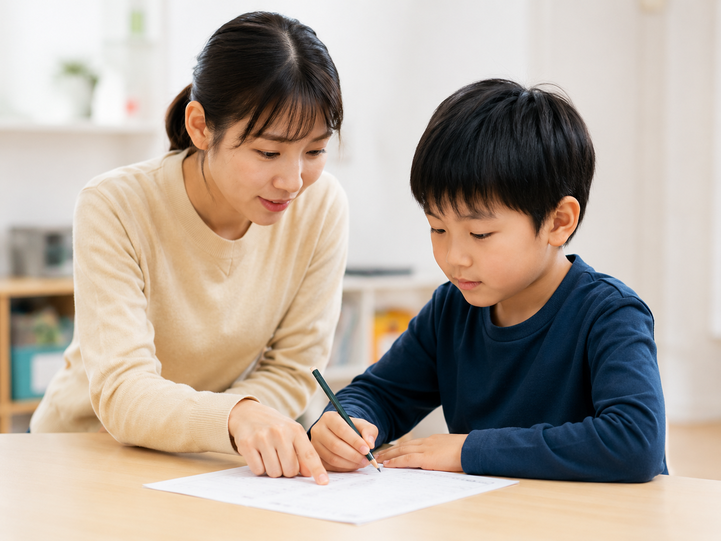 講師が子どもの学習に寄り添う様子